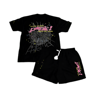 Y2k Spider Print Punk Graphic T-Shirt And Shorts Co-Ord T-Shirt Set - Foreign Drip