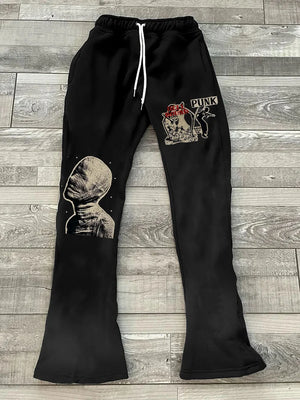 Vintage Mummy Street Print Graphic Men's Flared Pants - Foreign Drip